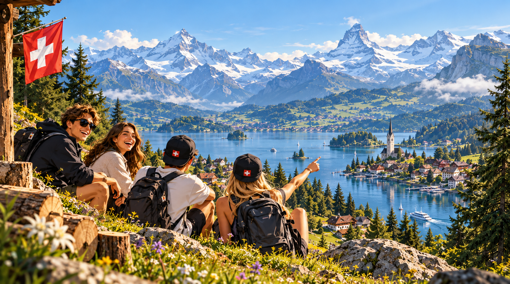 Swiss Alps lifestyle illustration